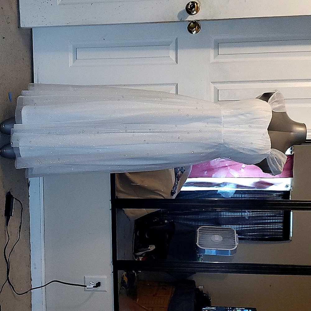 Medium size white with silver specks dress